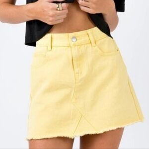 NWT Princess Polly Hallie Lemon Yellow Denim Mini Skirt Size 6